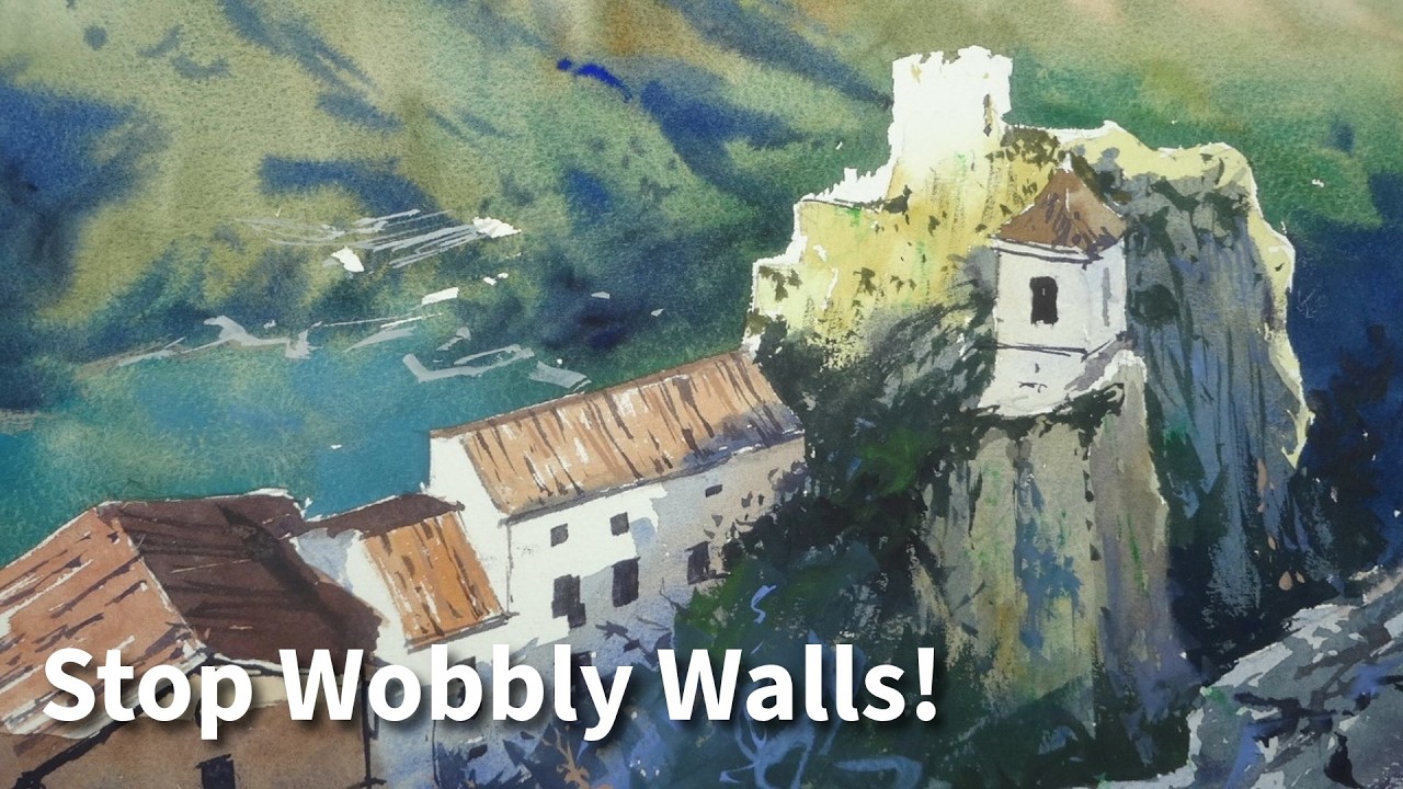 How to paint a Mountain Top Village with Tricky Perspective