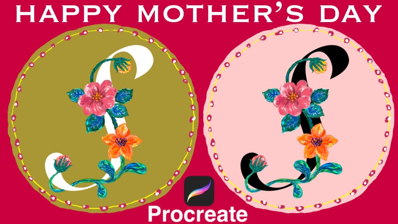 【Procreate】イニシャルを油彩Flowerでデザイン!母の日プレゼント[プロクリエイト 基本的 使い方 描き方 油絵 厚塗り イラスト iPad oil painting mother's 花