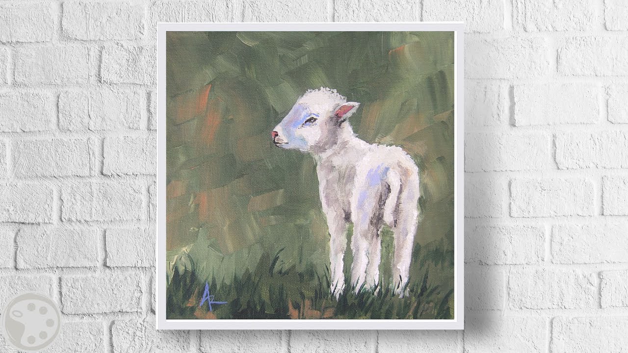Relaxing Lamb Art/ Acrylic Painting