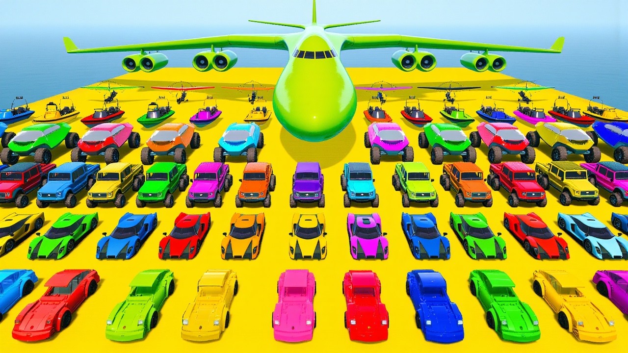 GTA V Mods ⚡ SPIDER-MAN Mega Stunt Challenge With Super Car, Motorcycle, Jet & Boat!