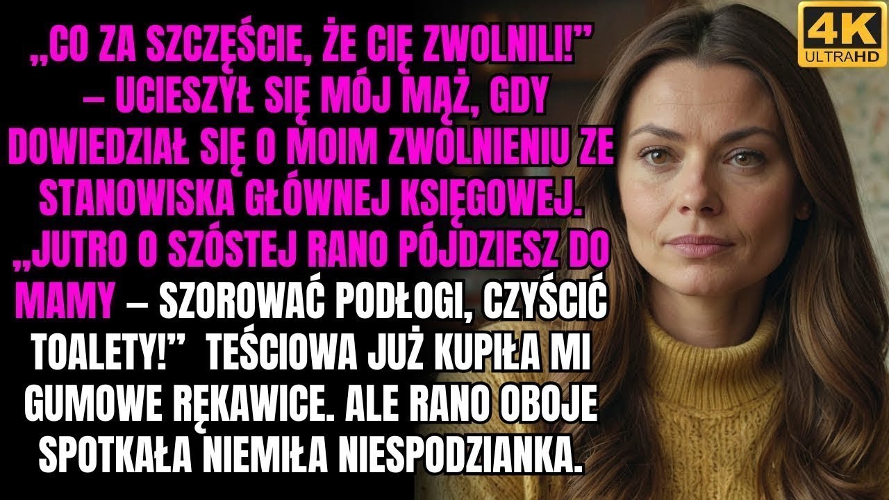 „Co za szczęście, że cię zwolnili! Jutro o szóstej rano pójdziesz do mamy — szorować podłogi,