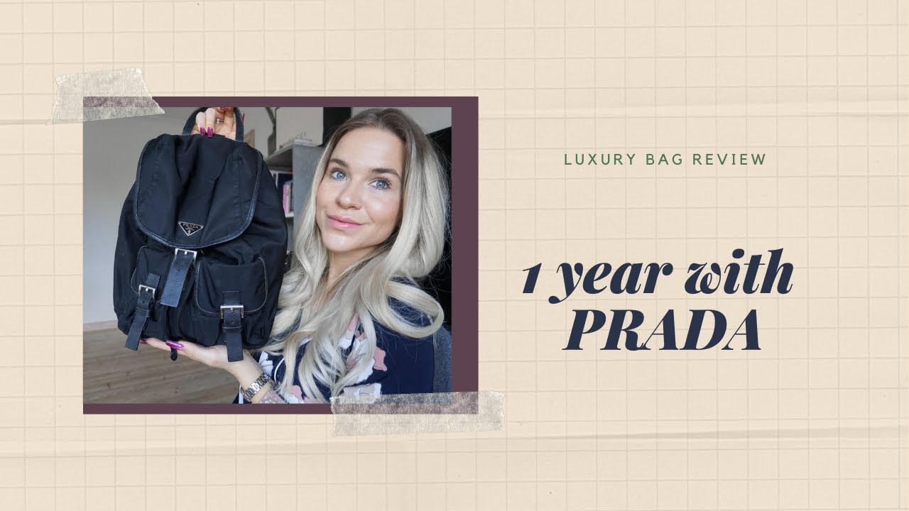PRADA BACKPACK 1 YEAR REVIEW | wear & tear, what fits inside