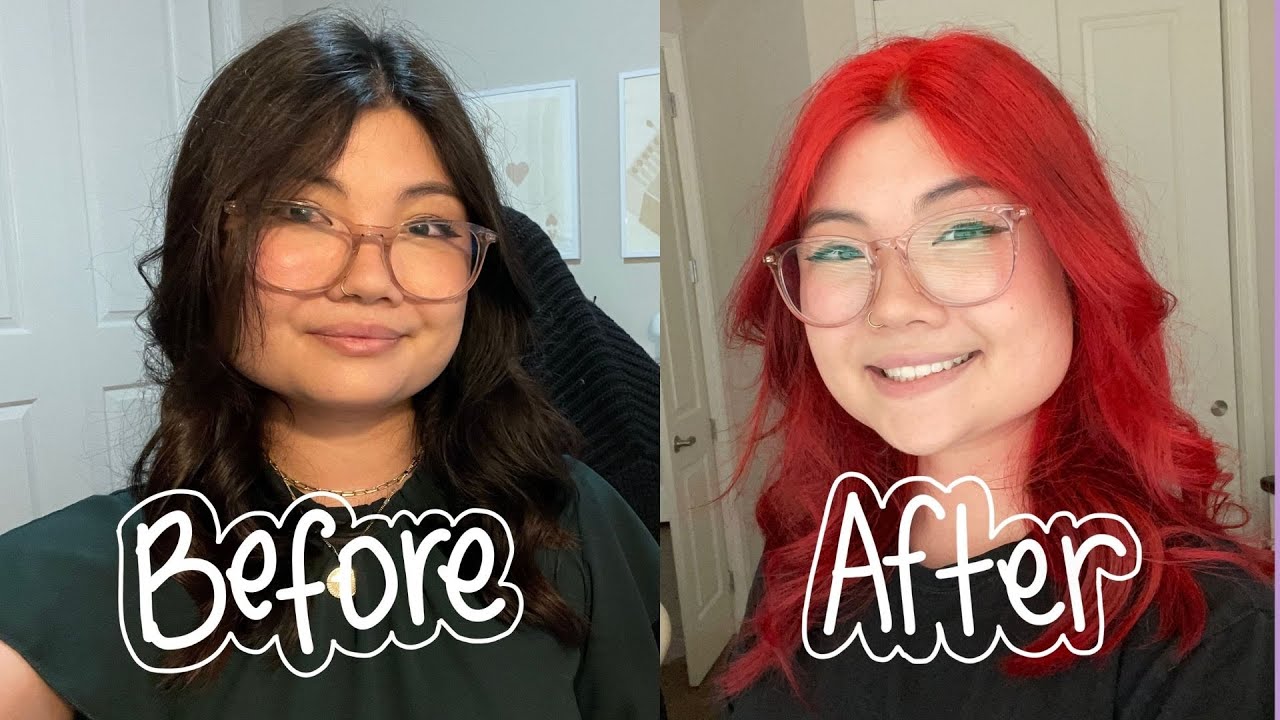 bleaching & dying my hair! from dark brown to red ♥️ arctic fox & manic panic