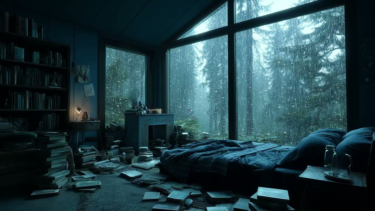 3 Hours Rainfall & Soothing Music 🌧️ Quiet Sleep Atmosphere