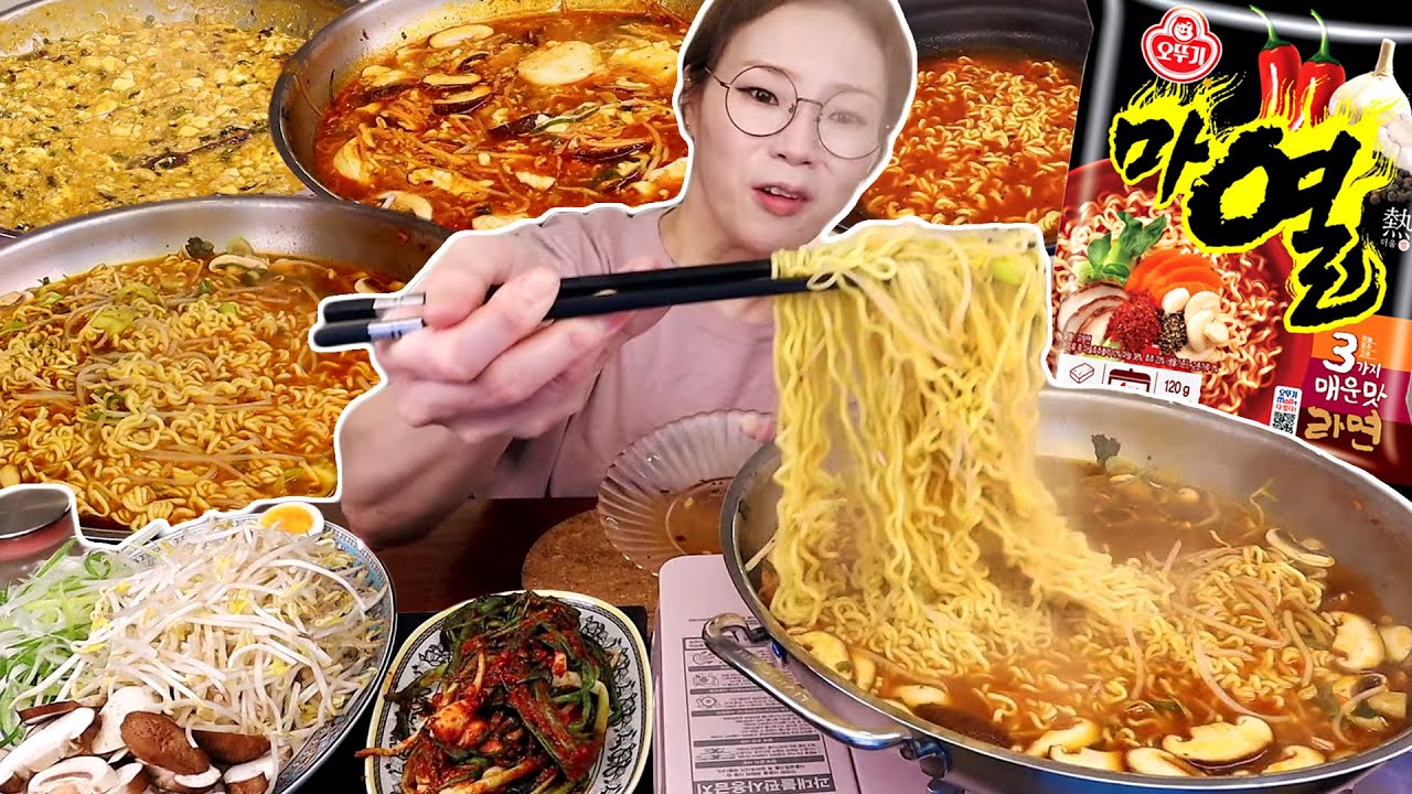 순수 마열라면과 이것저것 넣은 마열라면🔥 그리고 90cm 서브웨이  20230906/Mukbang, eating show