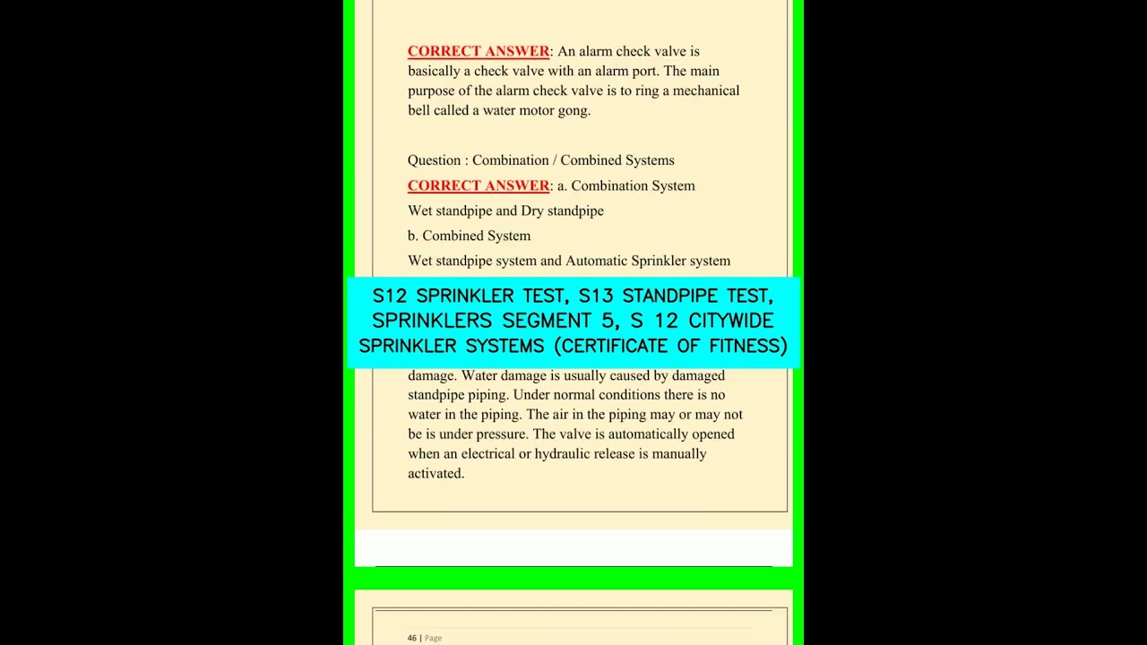 S12 SPRINKLER TEST, S13 STANDPIPE TEST, SPRINKLERS SEGMENT 5, S 12 CITYWIDE SPRINKLER SYSTEMS CERTIF