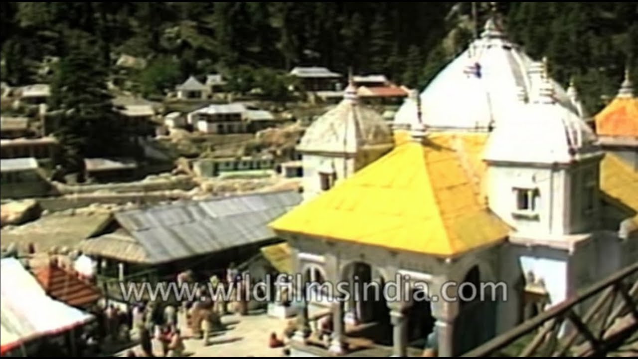 Gangotri Temple in 1990 - early view of Char Dham in Uttarakhand