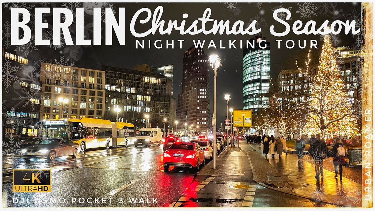 4K Berlin Christmas Season Walk at Night 🎅🏻 | Germany in Winter 🎄| Rain Walk  | DJI Osmo Pocket 3