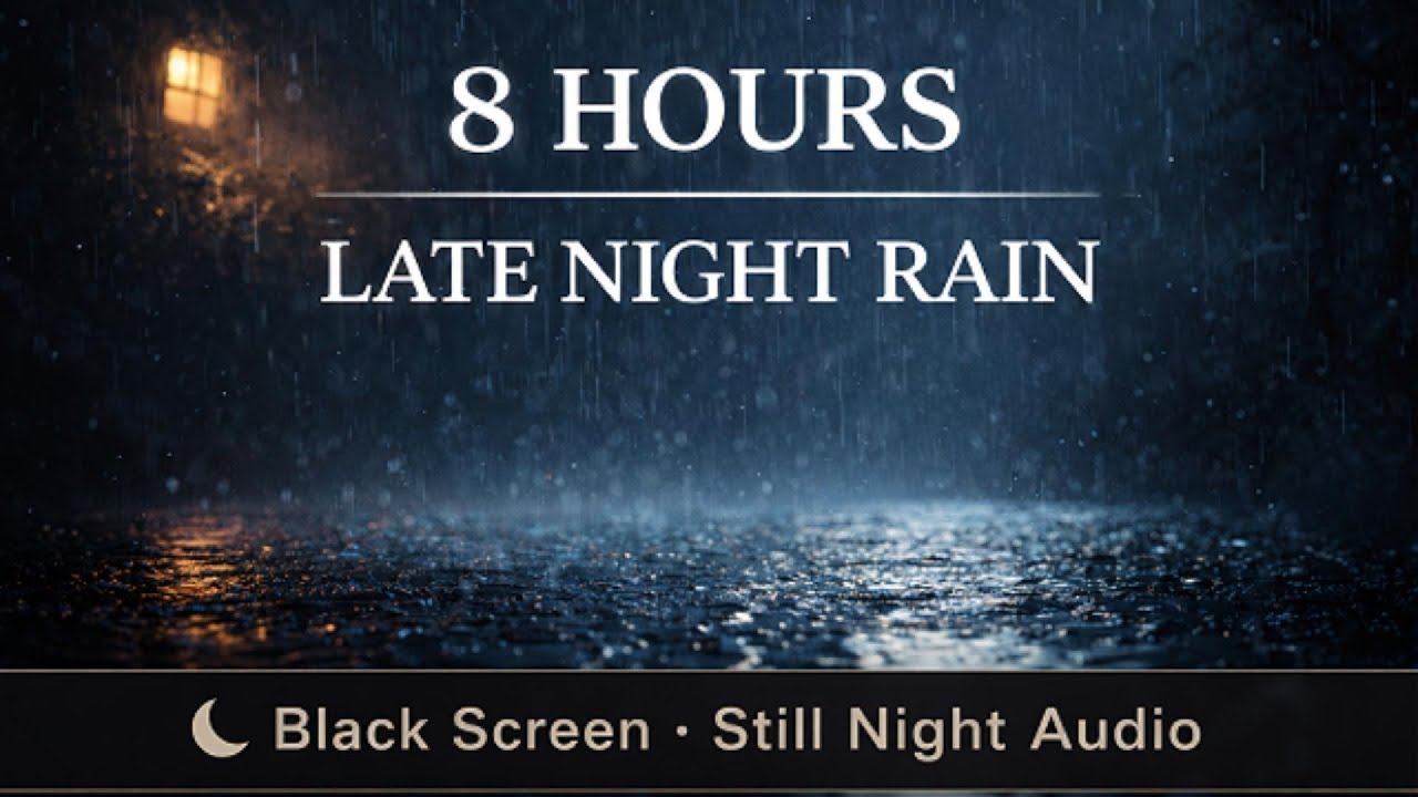 8 Hours Late Night Rain &ndash; Black Screen, No Variation | Still Night Audio