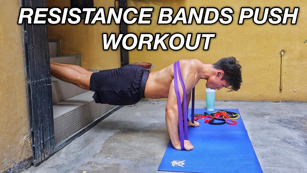 Home Push Workout Gamit Resistance Bands
