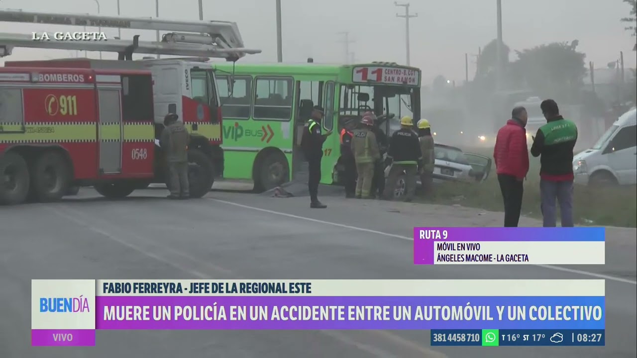 Muere un policía en un accidente entre un automóvil y un colectivo