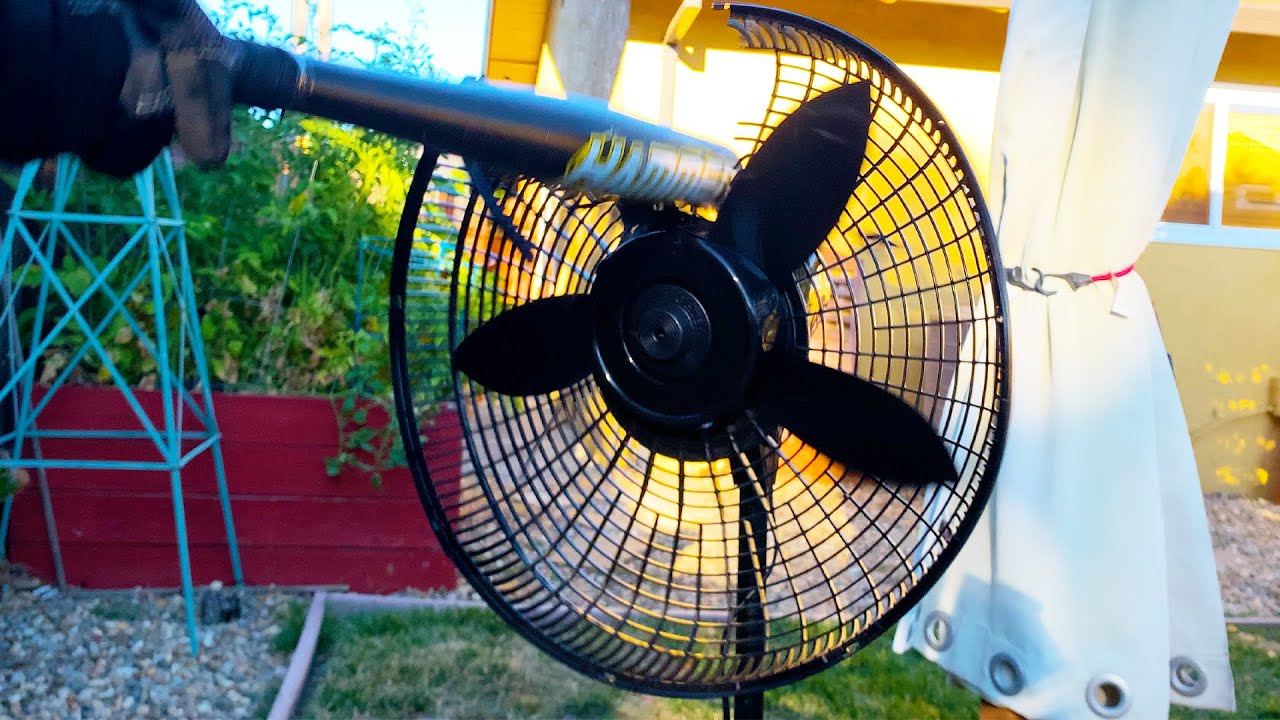 Black Lasko Cyclone Stand Fan Destruction
