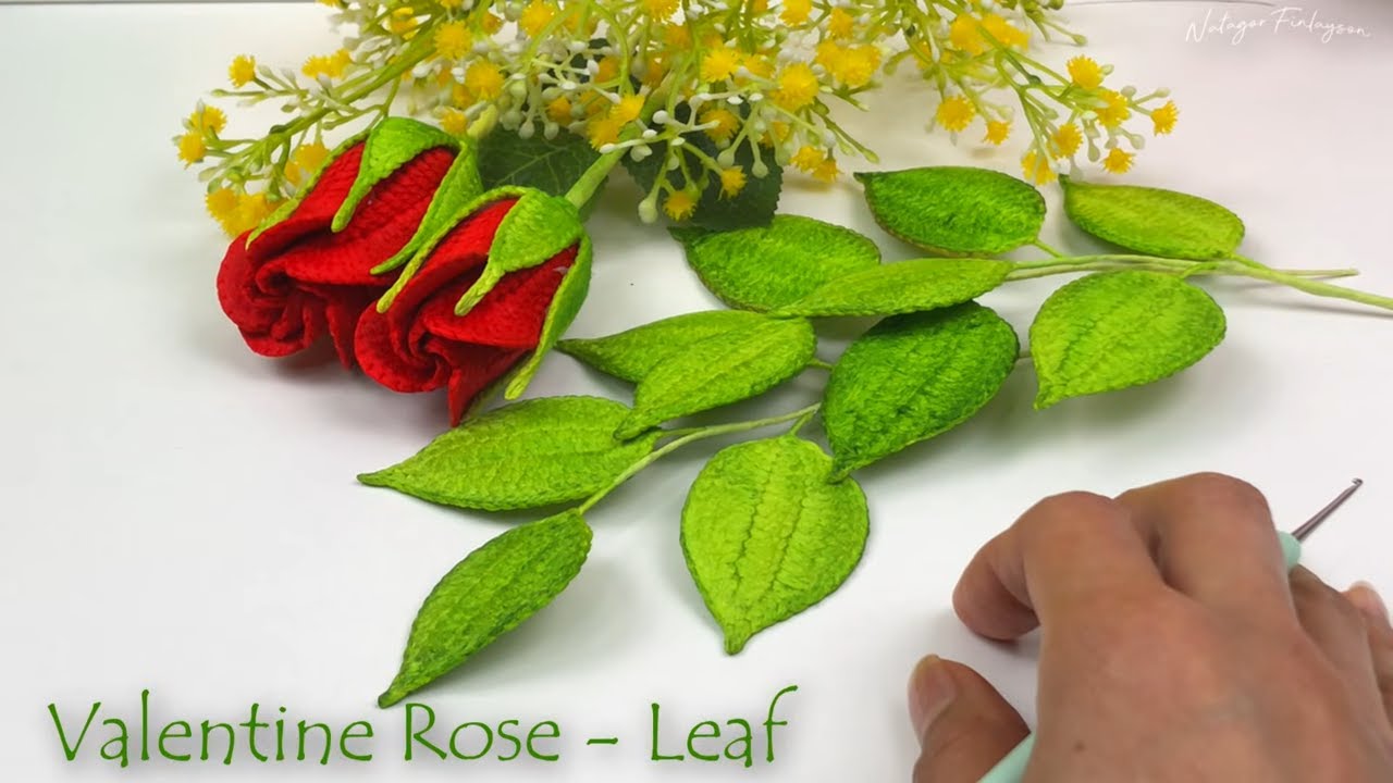 Crochet Valentine Rose Leaf Tutorial | Easy Leaf Pattern for Rose Projects