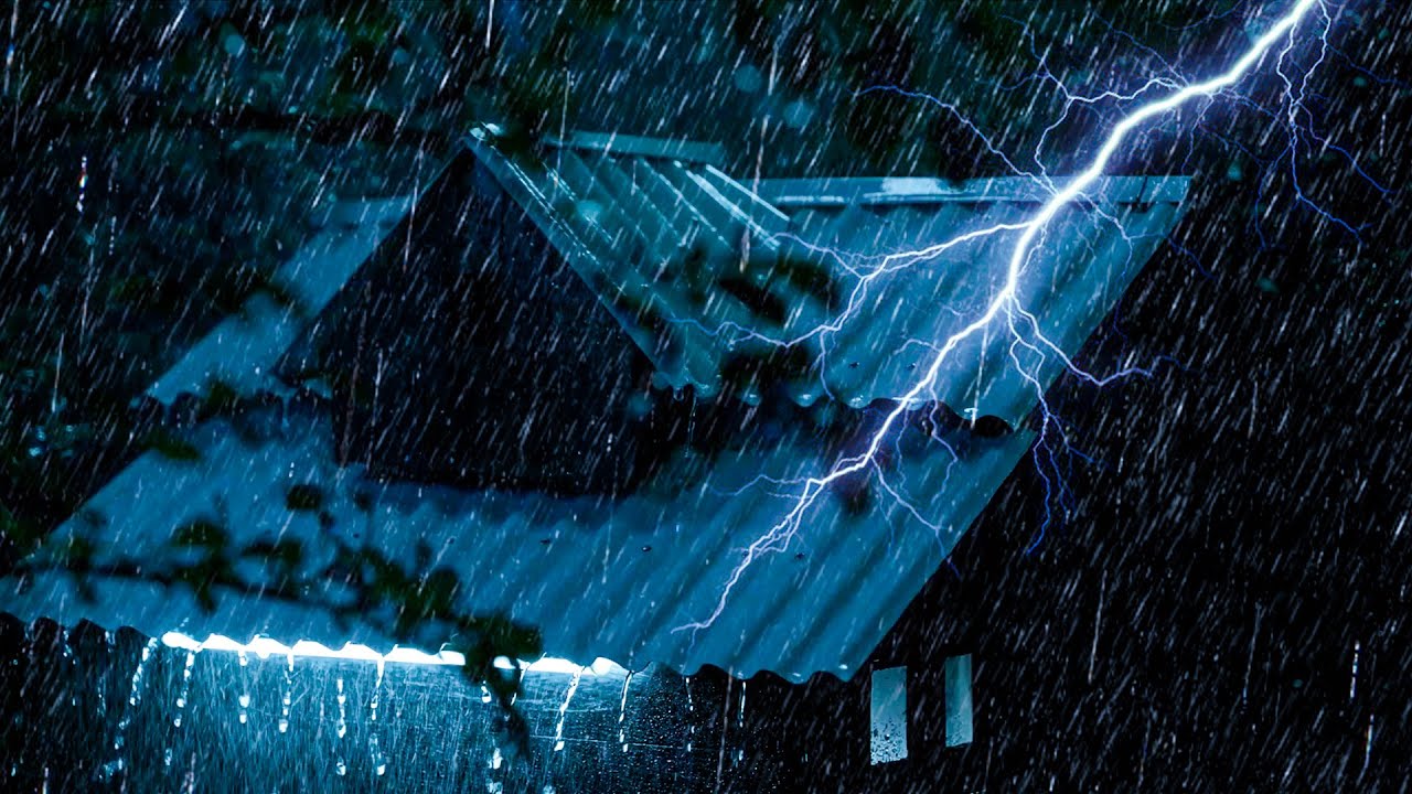 Rain Sounds for Sleeping - ASMR Relentless Rainstorm on Tin Roof for Deep Sleep Reset