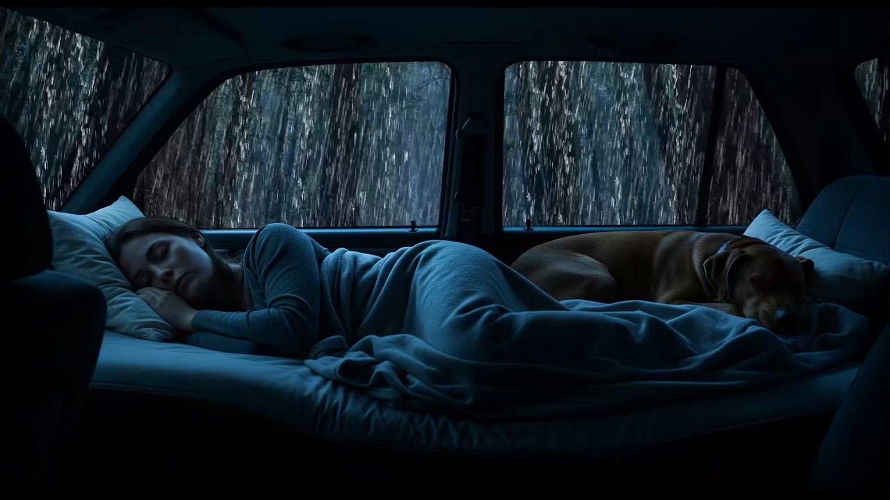 Rain Sounds for Sleeping ⚡ Soft Rain & Gentle Thunder on Cozy Car for Deep Sleep, Releases Tension