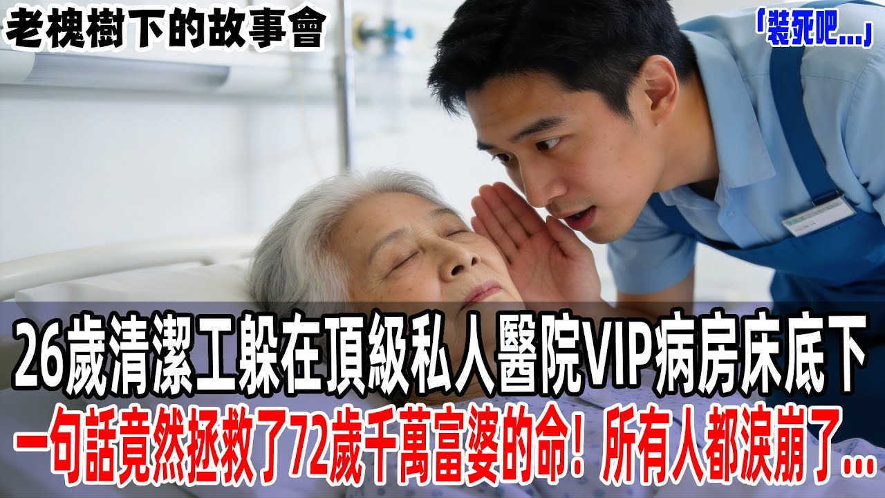 「裝死吧...」26歲清潔工躲在上海頂級私人醫院VIP病房床底下，一句話竟然拯救了72歲千萬富婆的命！所有人都淚崩了...【老槐樹下的故事會】#情感故事 #老年生活#故事分享 #故事#原創#爽文