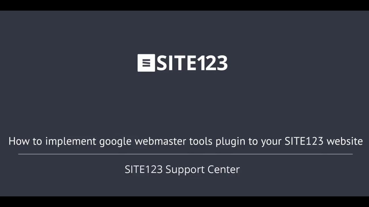 Implementing google webmaster tools plugin to SITE123 website