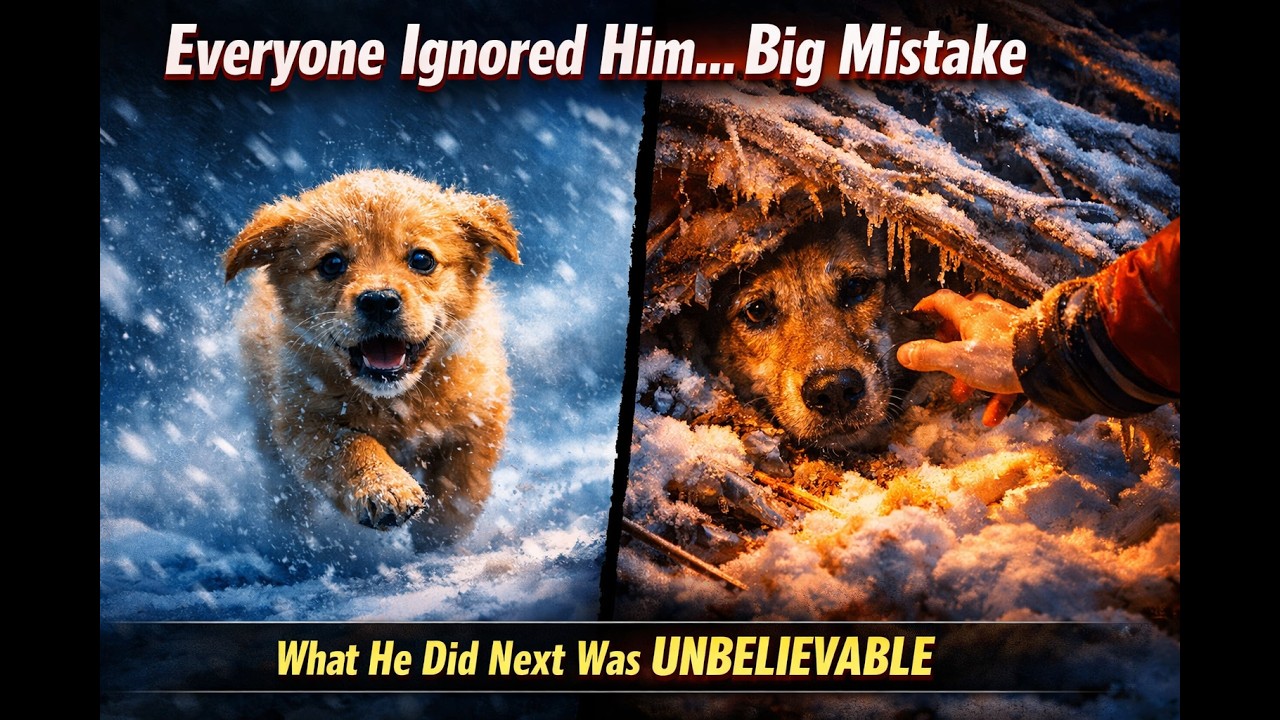 Nobody Stopped Until a Puppy Led Her to a Frozen Ditch