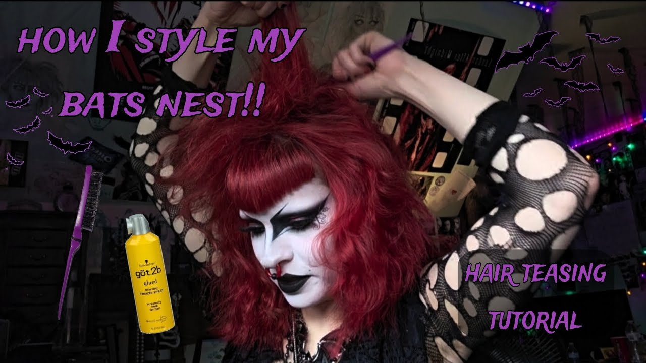 How I Style my Bats Nest and V-Bangs!! Hair Teasing Tutorial