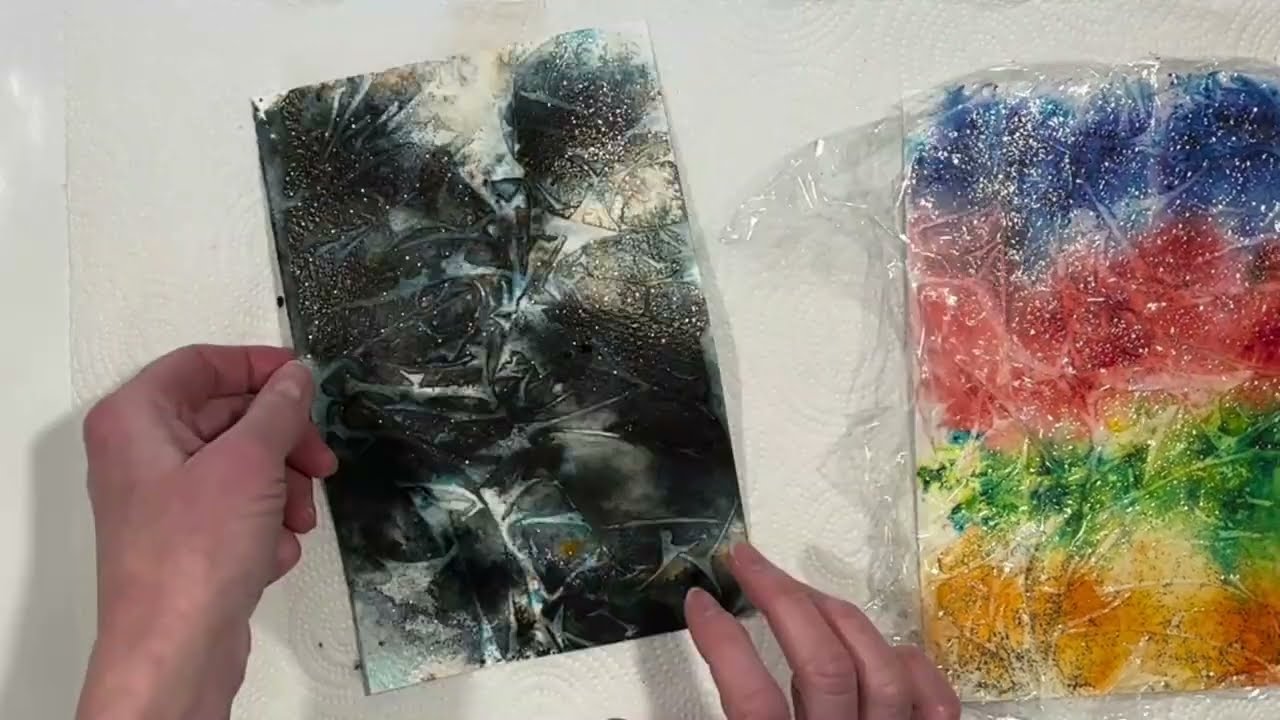 Cardmaking with Brusho, Cling Film, and Spray Starch!