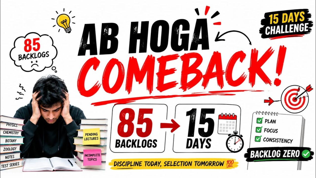 IT'S TIME FOR A COMEBACK 🔥 | 15 Days to clear 85 Backlogs | NEET 2027 #neetaspirants #backlogs #c...