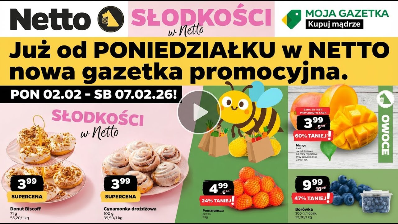 Aktualna i najnowsza gazetka Netto! 📢Mango sztuka tylko 3,99zł.