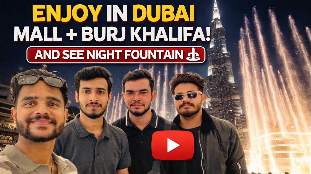 Enjoy in dubai mall and see night fountain front of Burj khalifa ✅⛲