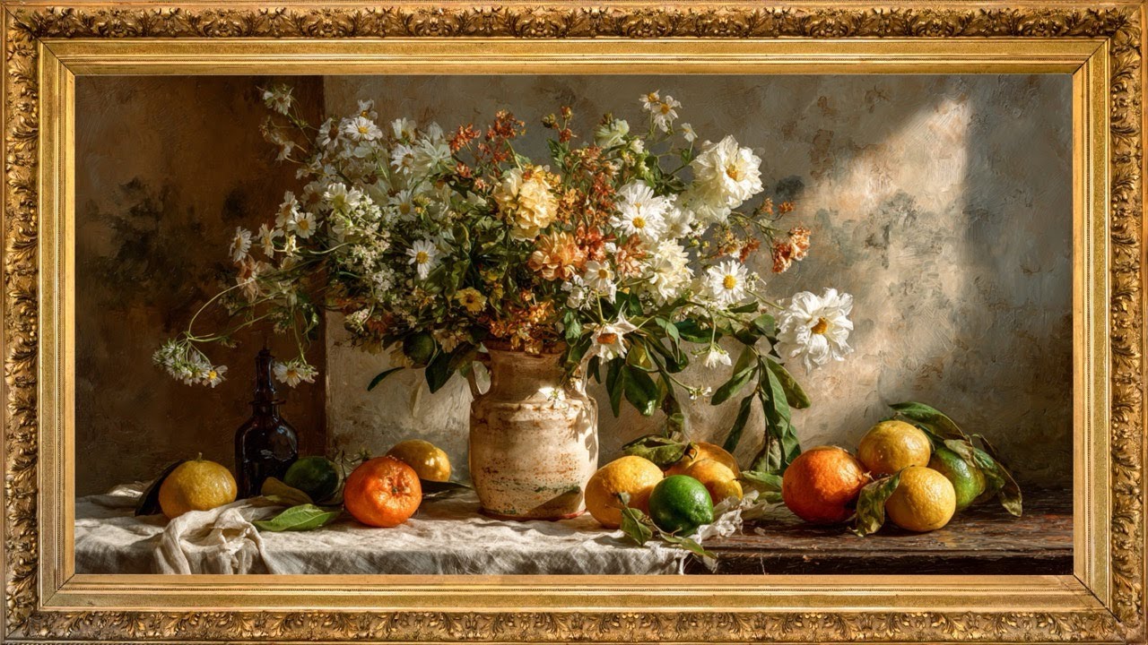 Floral art screensaver for your tv 4K Ultra HDR | Relaxing jazz framed tv art