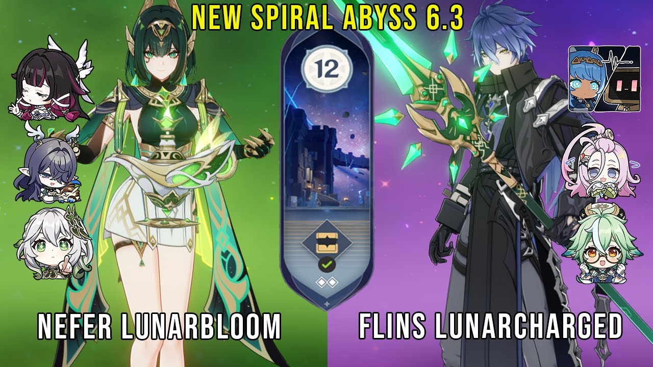 C0 Nefer Lunarbloom and C0 Flins Lunarcharged | NEW Genshin Impact Abyss 6.3 Floor 12 9 Stars
