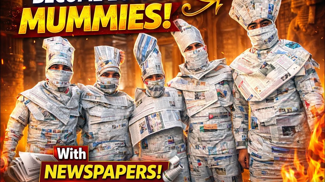Newspaper Se Banayi Egypt Mummy 😳 | Funny Challenge😂. #collegelife 