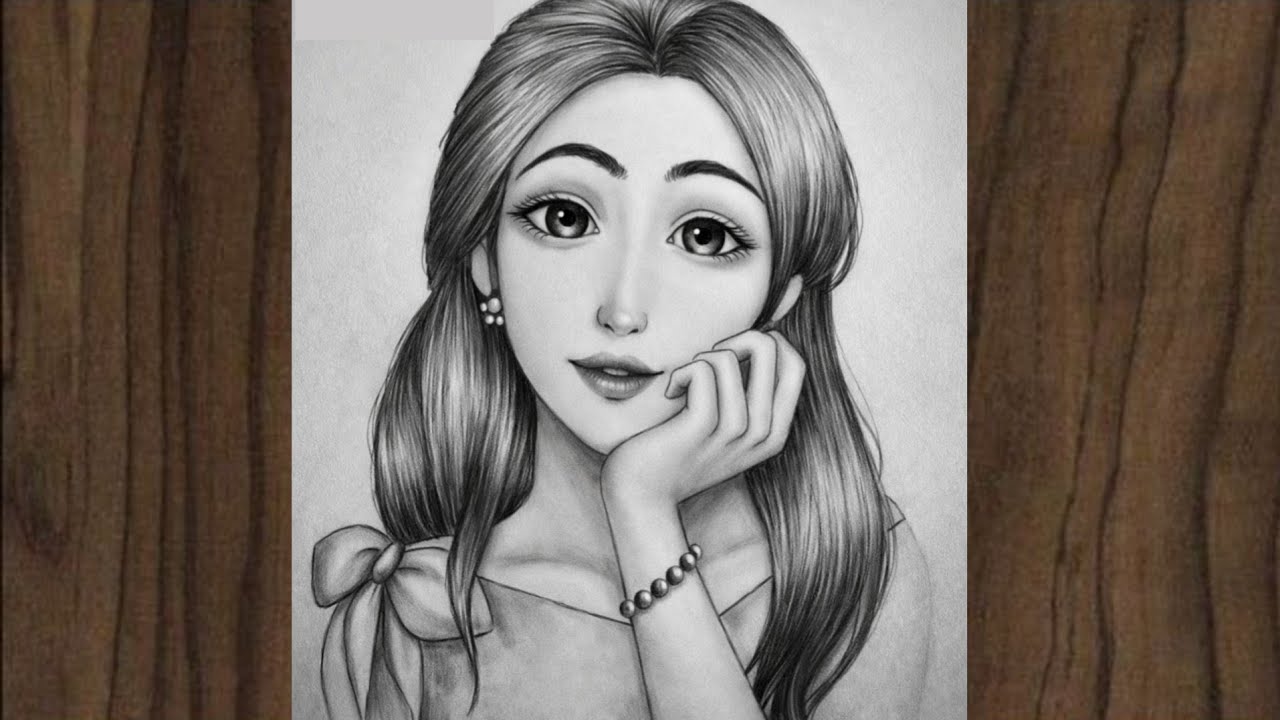How to draw a Cute woman holding hand pencil sketch | easy and simple girl drawing 