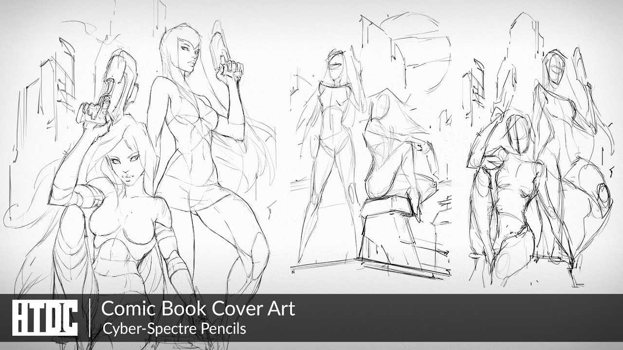 Comic Book Cover Art - Cyber Spectre Pencils: Drafting, Composing and Establishing the Layout