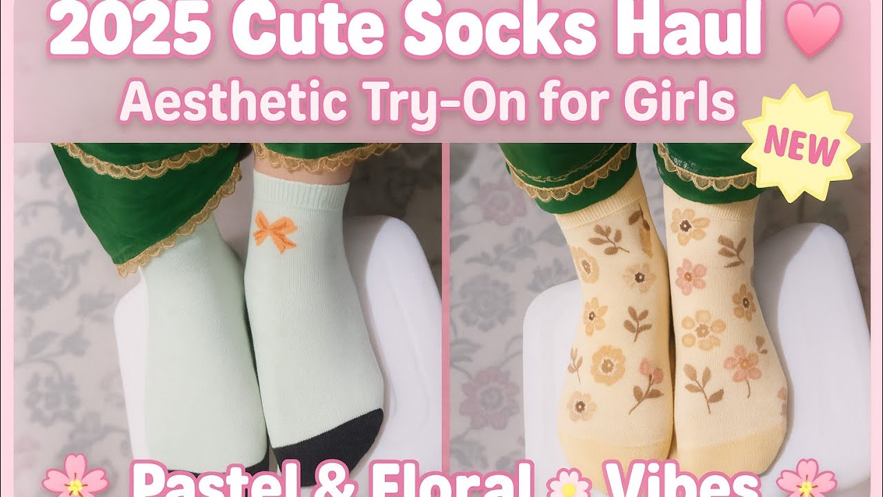 2025 Cute Socks Haul 💕 | Pastel & Floral Aesthetic Try-On for Girls  ll Shamsa Kanwal Dhillon