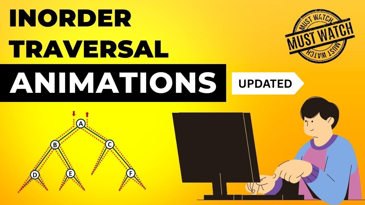 Inorder Traversal in Binary Tree Animations | Data Structure | Visual How
