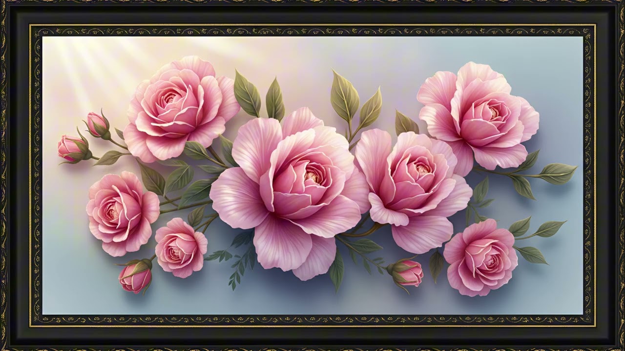 Soft Pink Rose Floral Art 4K | Elegant Romantic Painting for Frame TV & Home Decor