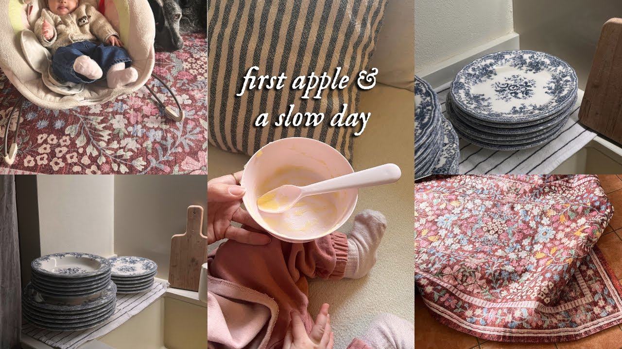 a slow day at home 🍎 | baby's first apple & cozy home finds