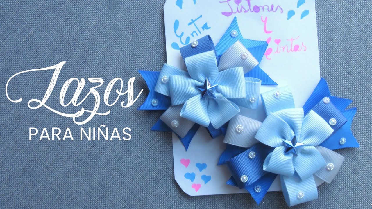 Como hacer lazo de color azul decorado ideal para el colegio