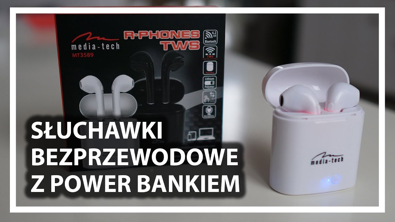 Tanie słuchawki douszne z powerbankiem za 40zł MEDIA-TECH R-PHONES TWS MT3589