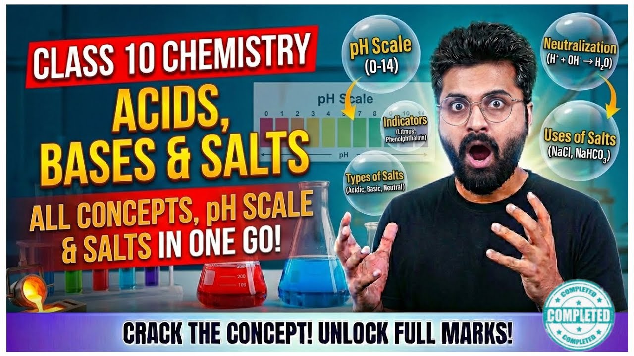 Acids, Bases & Salts ALL REACTIONS in One Shot 🤯| Class 10 Chemistry 🧪 