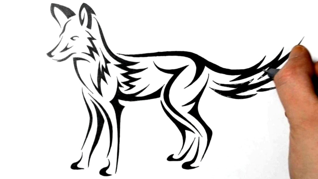 Drawing a Fox - Tribal Tattoo Design Style - Time Lapse Sketch