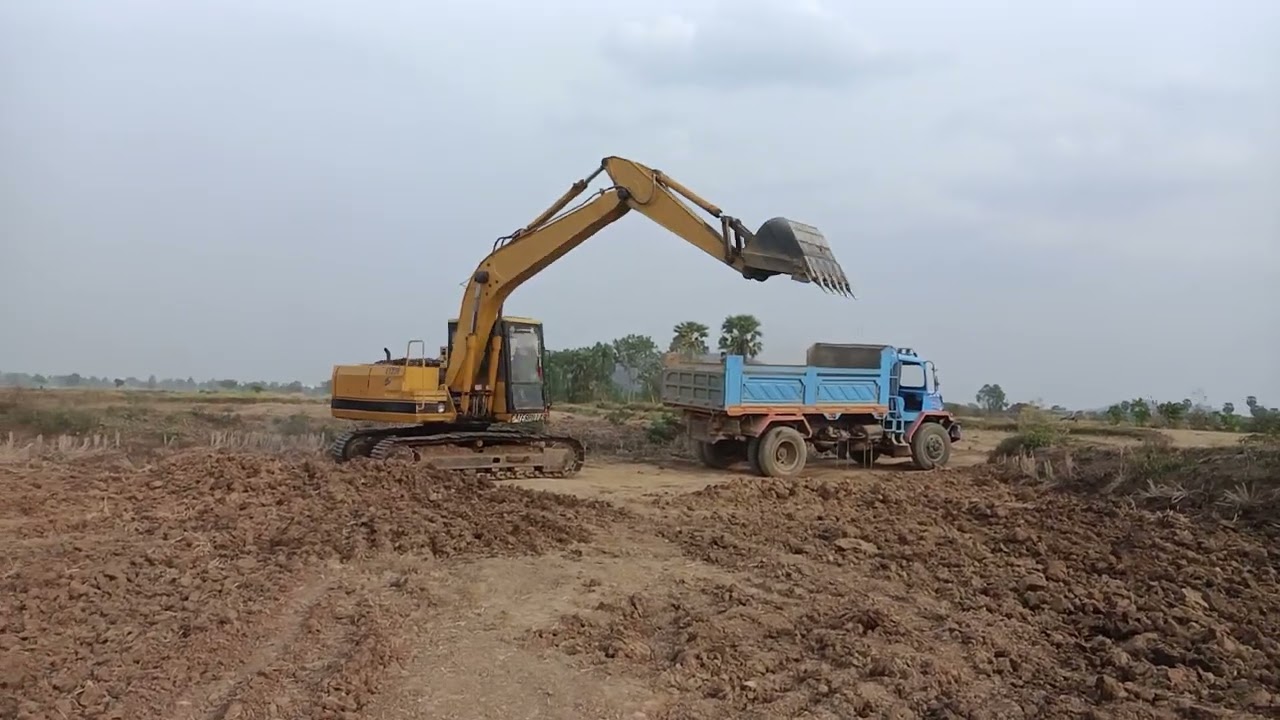 New Cat 6015B Excavator Loading Overburden & Cat 16G Grader At Work - Sotiriadis/Labrianidis Mining