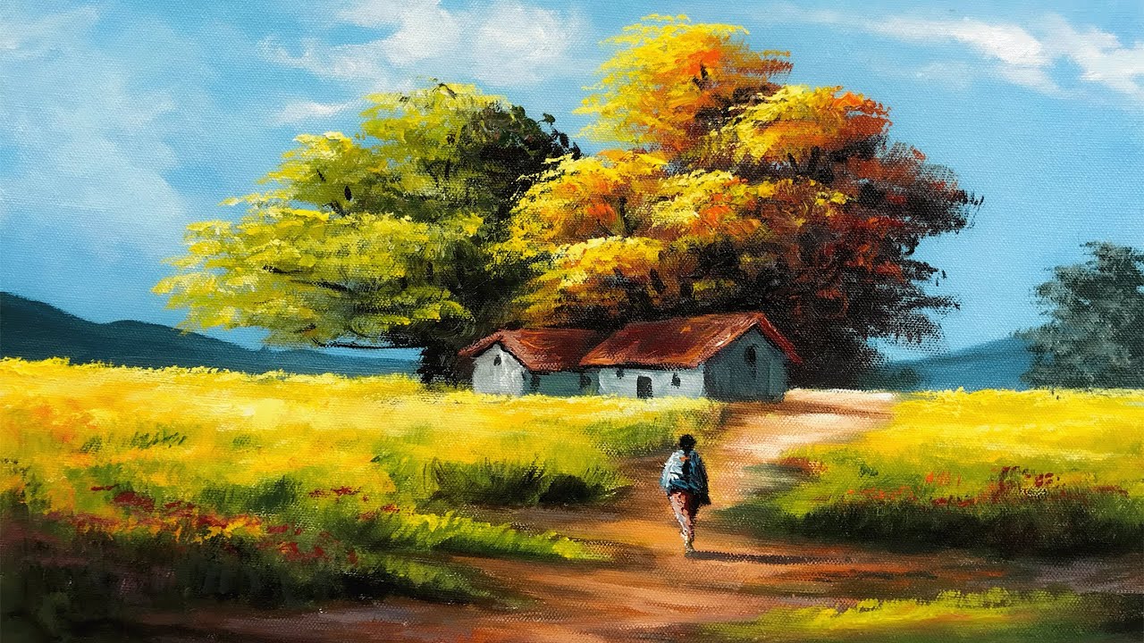 Easy Landscape Painting | Step By Step Painting Tutorial | How to Paint Landscape| Scenery Landscape
