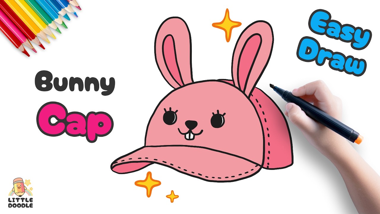 How to draw a cap with bunny ears | Easy step-by-step for kids