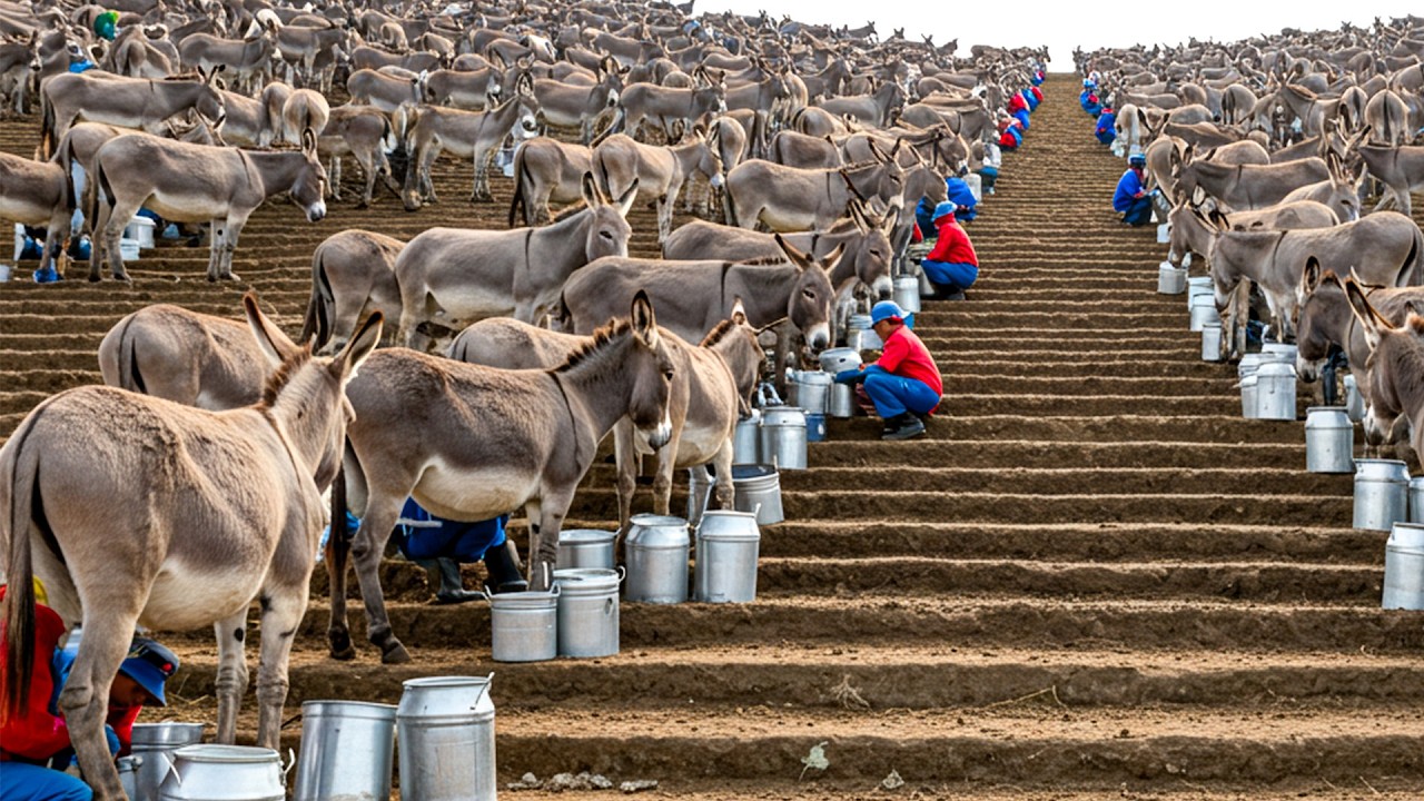 Raising Millions Of Donkeys And Harvest Millions of Liters Of Milk, Meat, and Donkey Meat Processing