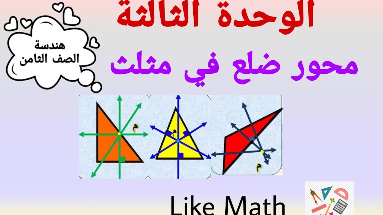 محور ضلع في مثلث الوحدة الثالثة هندسة الصف الثامن مع حل تحقق من فهمك صفحة 64