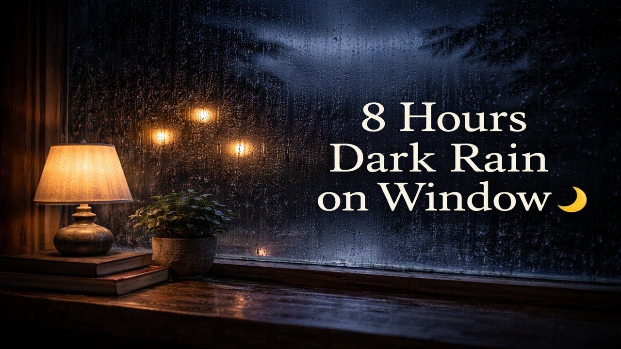8 Hours Dark Rain on Window 🌙 Calm Night Sounds for Deep Sleep