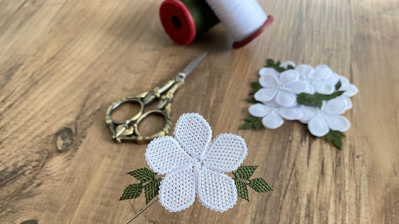 220.Model-Papatya Çİçeği yapılışı ayrıntılı anlatım/needle lace models #knitting #iğneoyası #elemeği
