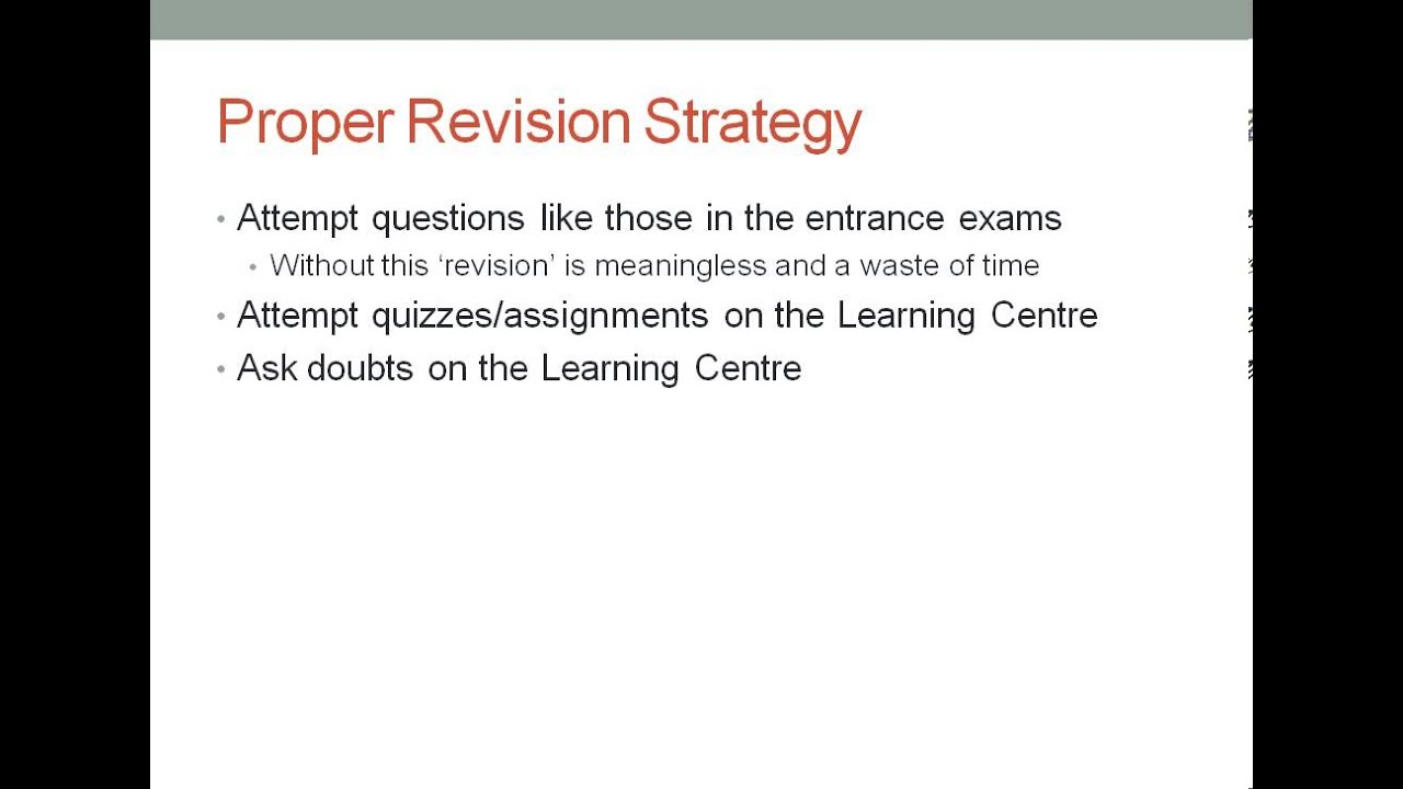 Note on Revision - Free IIT Coaching Video