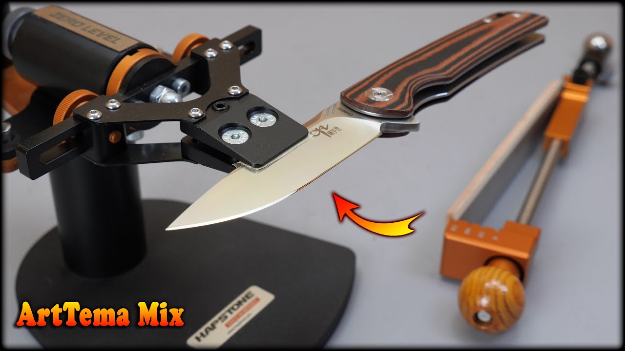 Hapstone RS | The technique of sharpening the convex cutting edge of a folding knife.