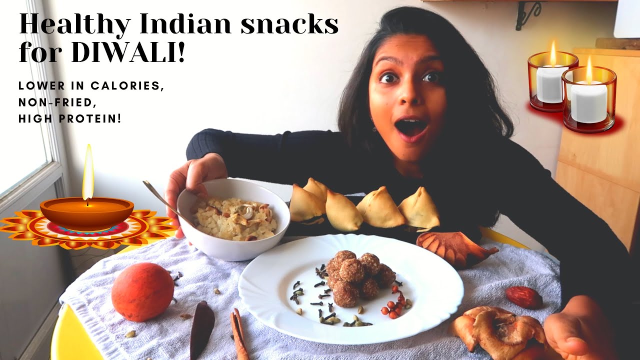 HEALTHY INDIAN SNACKS (Low calorie, vegan, high protein!)| Laddu|Baked samosa|Kheer| DIWALI SPECIAL!